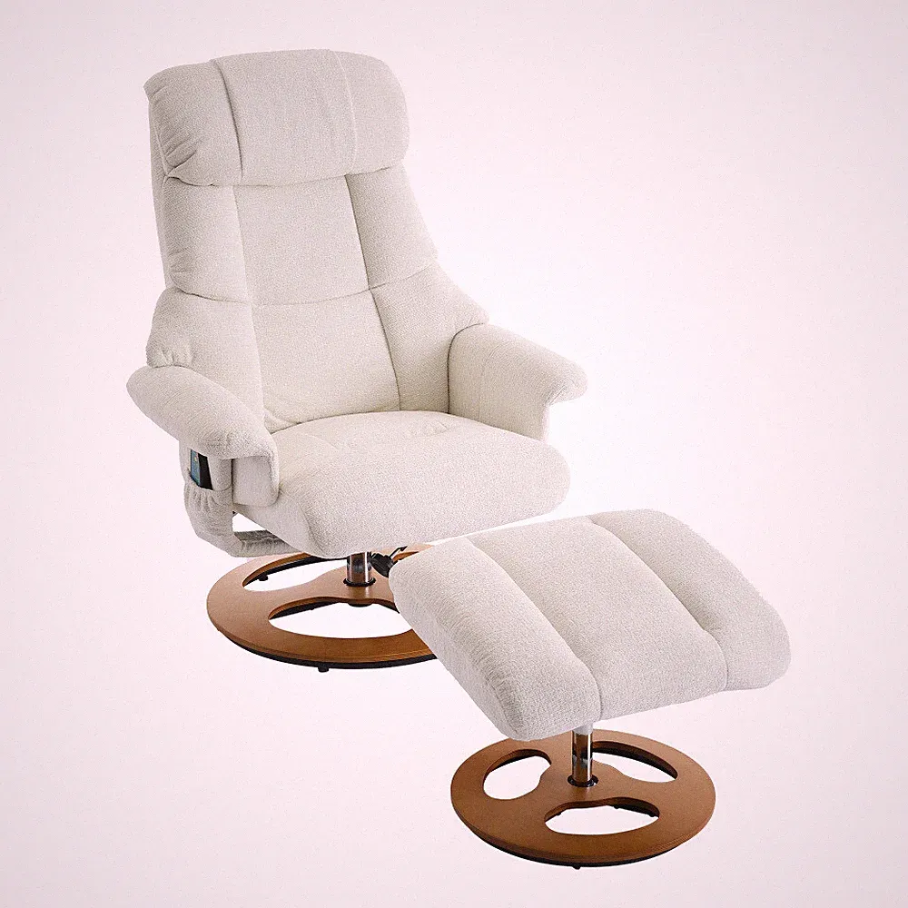 360° Swivel Recliner Chair w/ Ottoman 5 Point Massage Seat Heating 140° Backrest