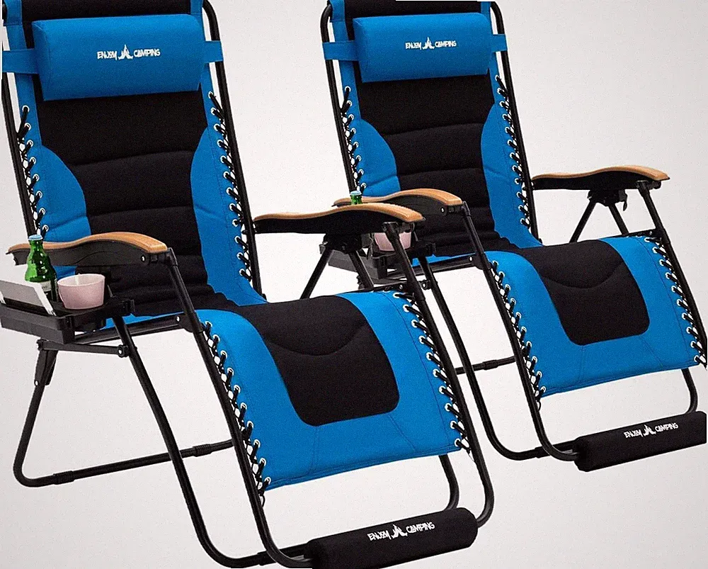 Amopatio Padded Oversized Zero Gravity Chair Set of 2 with Cup Holder, 30" Wide