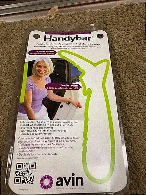 AVIN HandyBar Standing Aid with Window Breaker & Seat Belt Cutter BRAND NEW-J36