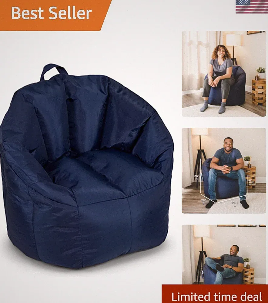Bean Bag Chair Kids Teens Adults Navy Comfort Lounge Indoor Seating