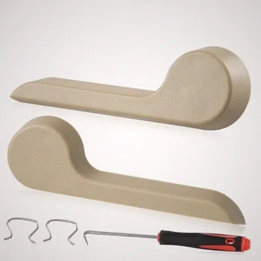 Beige Pair of Seat Recliner Handle Levers, Front Left Driver & Right