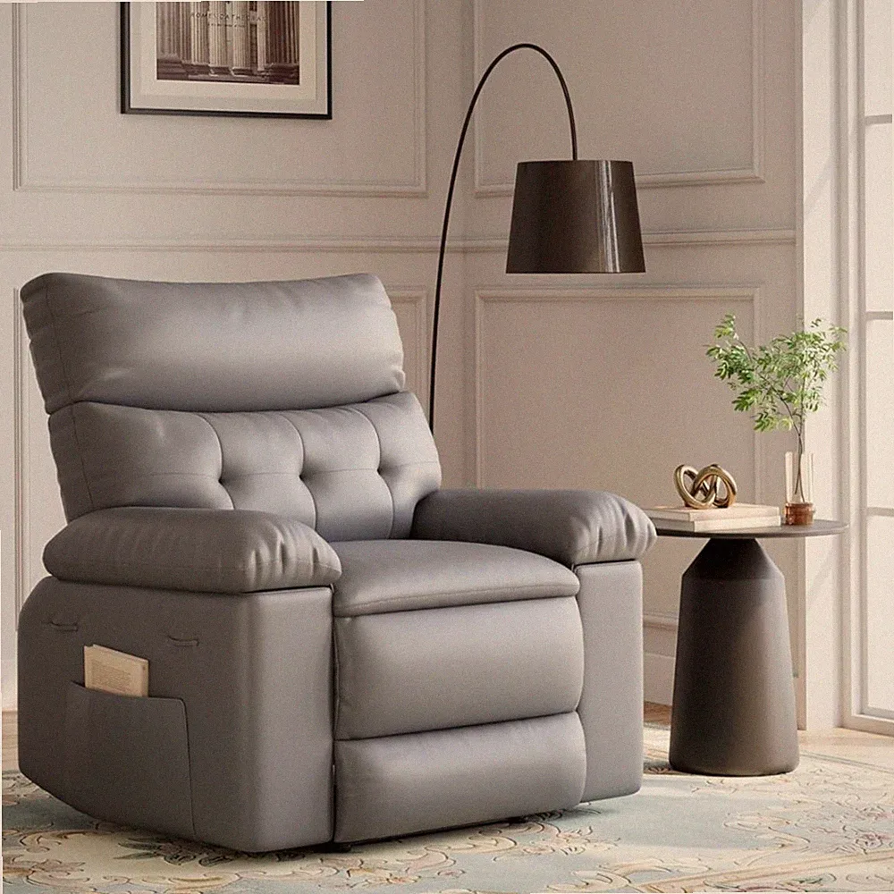 Big Manual Recliner 400LB 27"Wide, Retract Armrests, Cup Holder, SidePocket