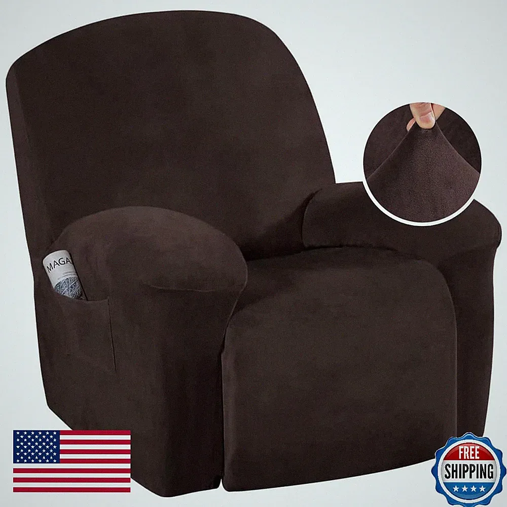 H.VERSAILTEX Velvet Slip Covers for Recliners with Arms 1-Piece Stretch Recliner