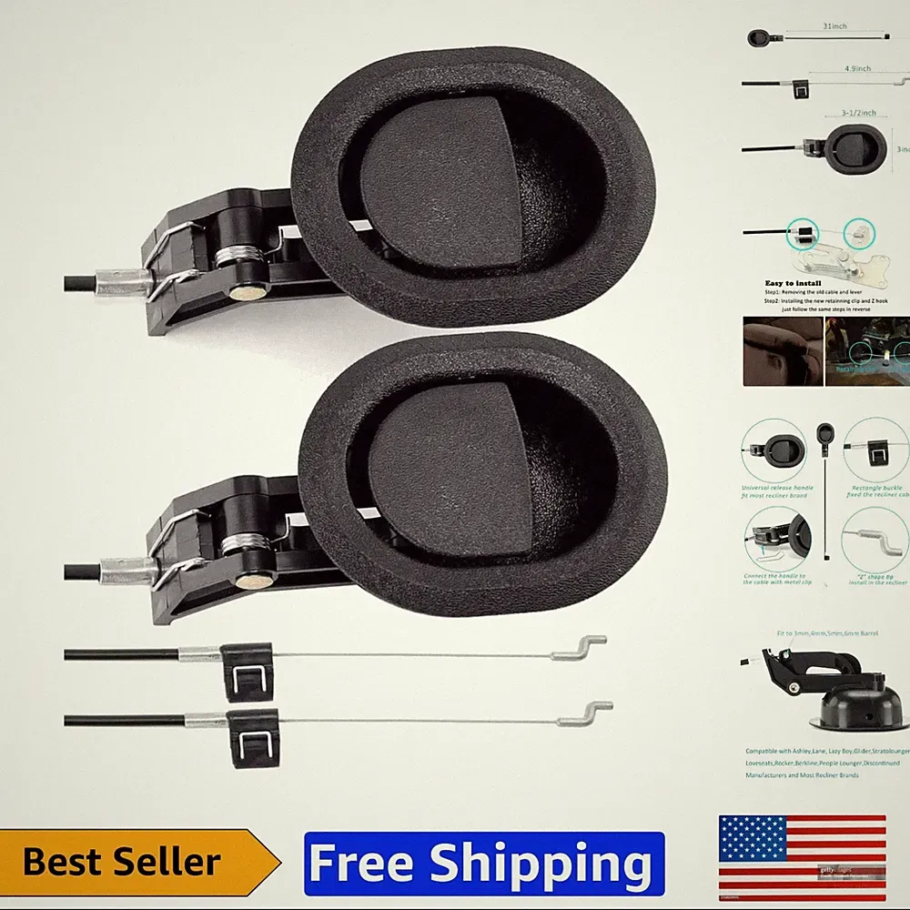 Lightweight Universal Recliner Handles - 3.5" x 3" Replacement Part Set