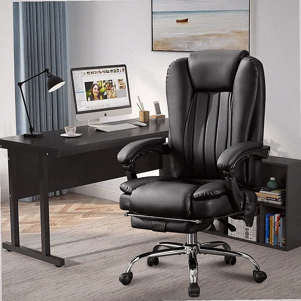 Massage Office Chair w/ Heat & Vibration Reclining Executive Chair w/ Foot Rest