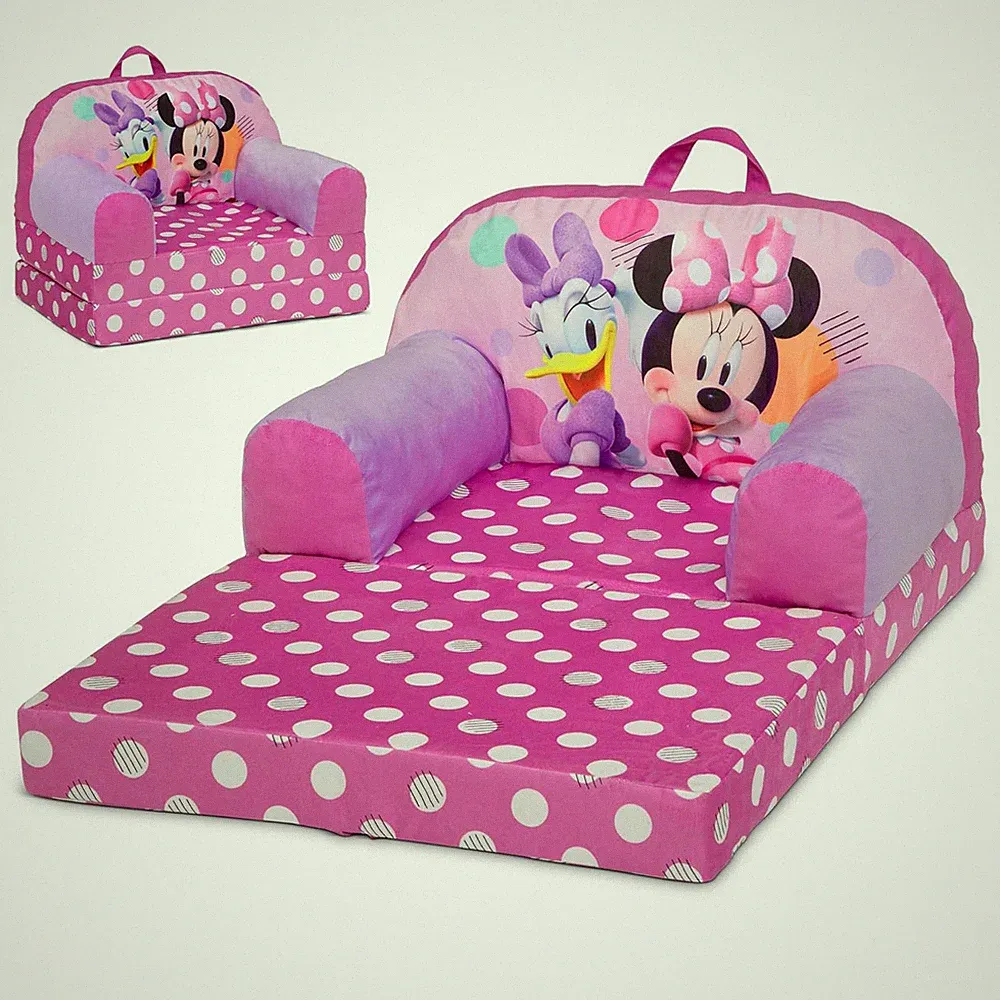 Minnie Mouse Pink Flip Out Chair To Lounger Couch Sofa For Kids Girl Toddler 1-3
