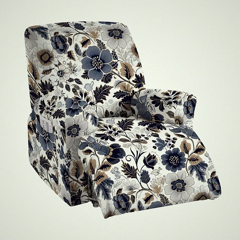 Printed Recliner Slipcover Stretch Reclining Chair Covers 4 Pieces Non Slip R...