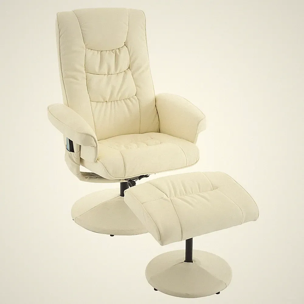Recliner Chair w/ Ottoman 360° Swivel Massage Chair 5-Point Vibration w/ Heat PU